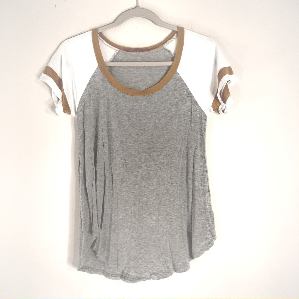 Raggs II Riches Grey T-Shirt; Colorblock Raglan Short Sleeve Varsity Tee